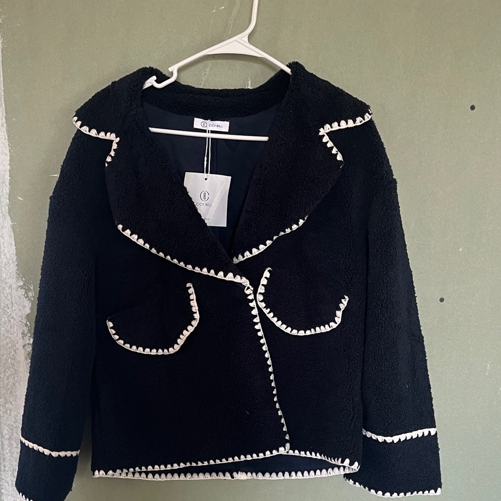 Chic navy blue Jacket with White Trim